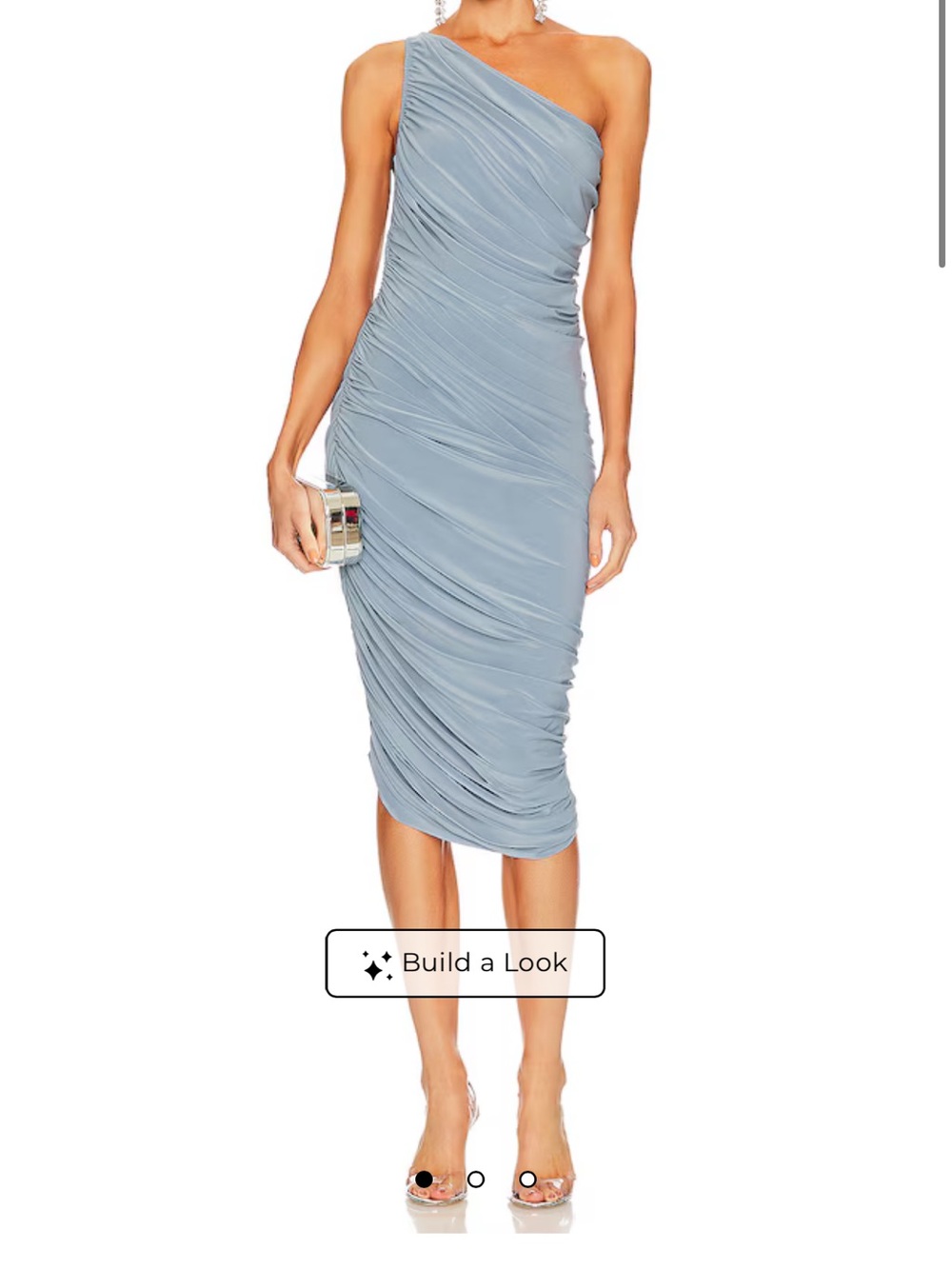 Norma Kamali Diana One-Shoulder Ruched Midi Dress in Light Blue
